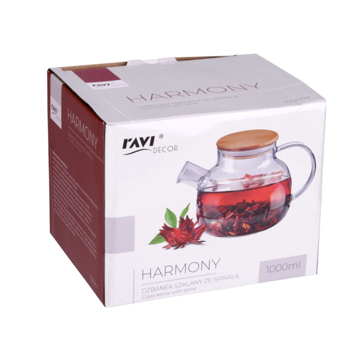 Dzbanek szklany ze spiralą HARMONY 1000ml RAVI